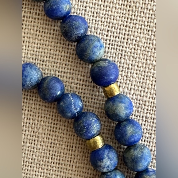26 inch Lapis Lazuli Gemstone and brass bead necklace NWOT - Picture 6 of 12